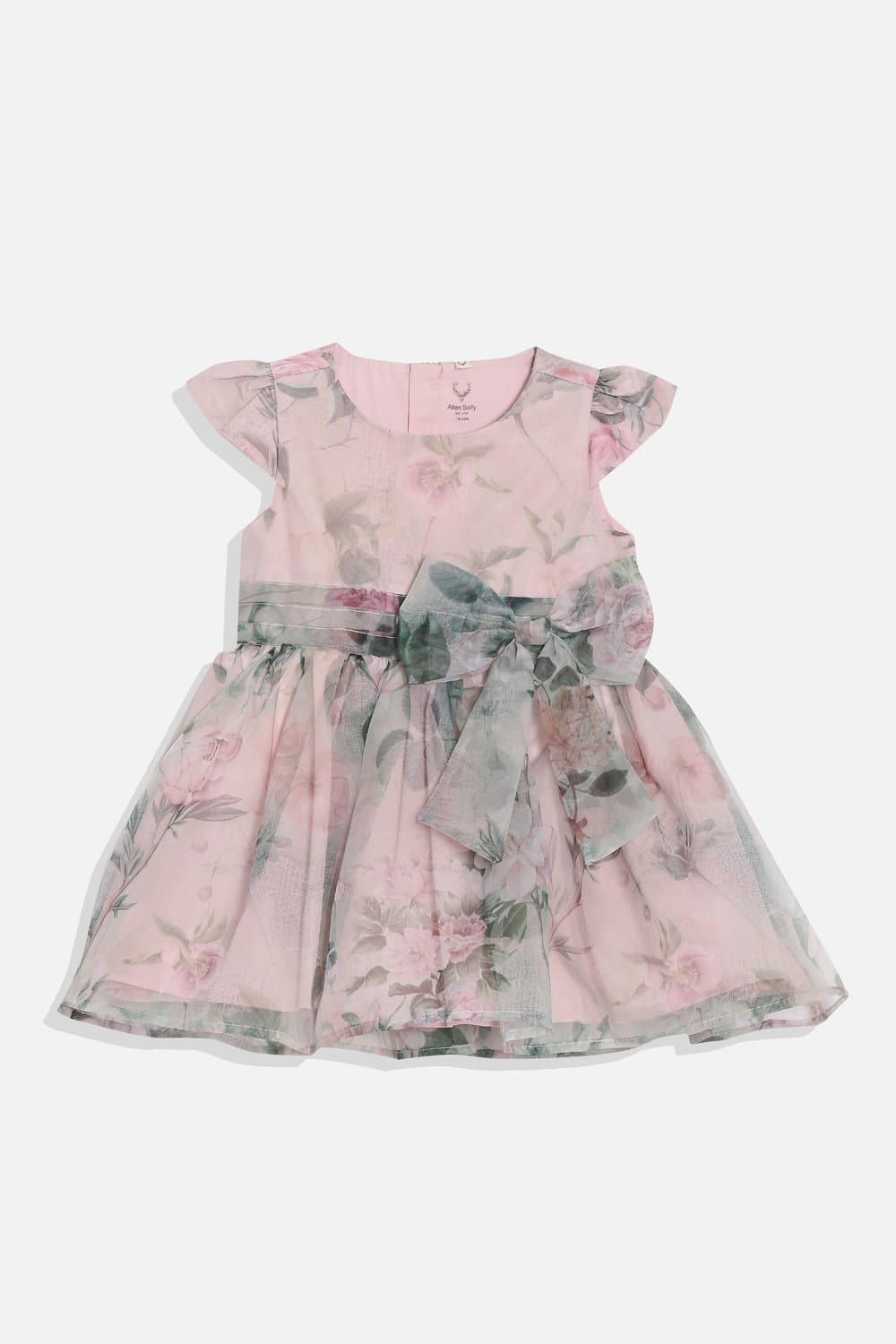 Girls Pink Printed Knee Length Party Dress