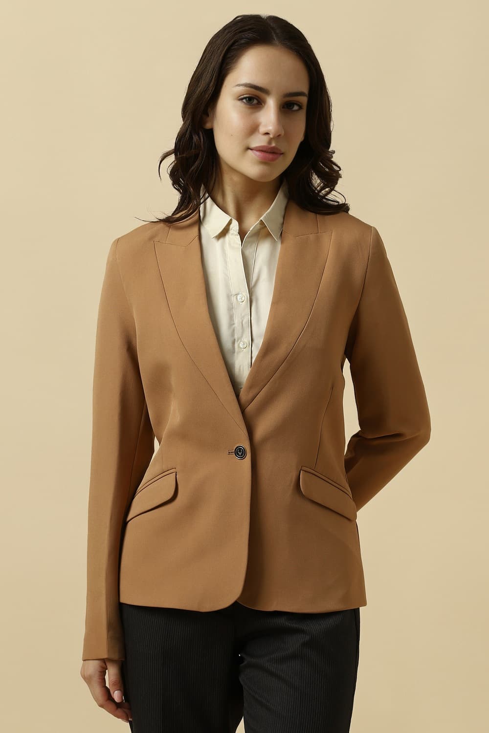Women Brown Regular Fit Blazer | Allen Solly