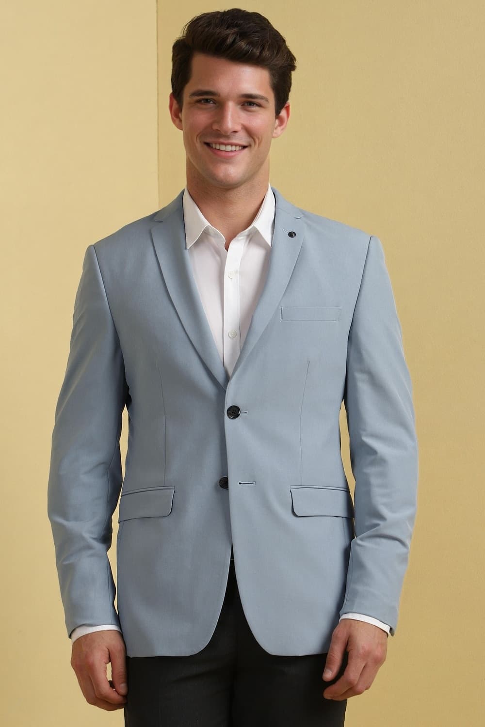 Men Grey Slim Fit Textured Formal Blazer