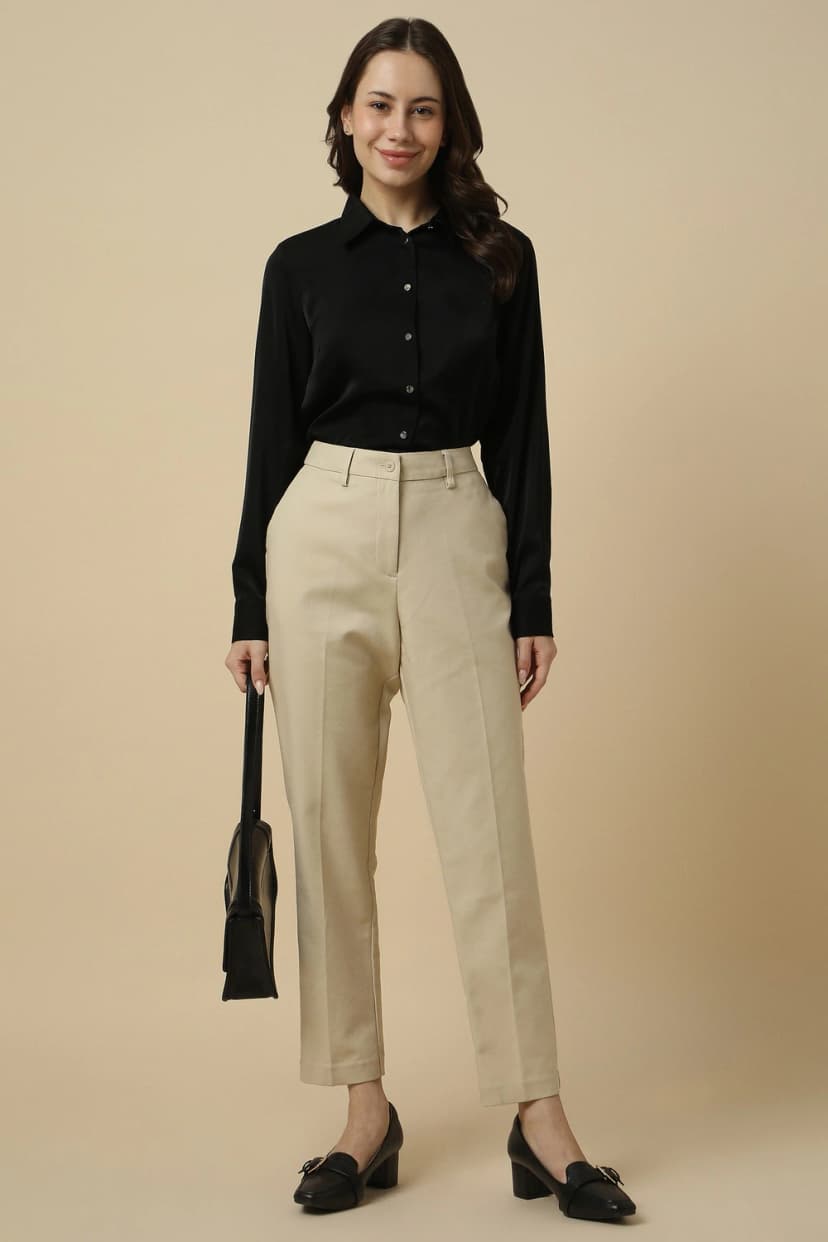 Women Black Solid Long Sleeves Shirt
