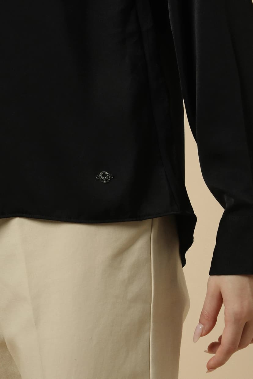 Women Black Solid Long Sleeves Shirt