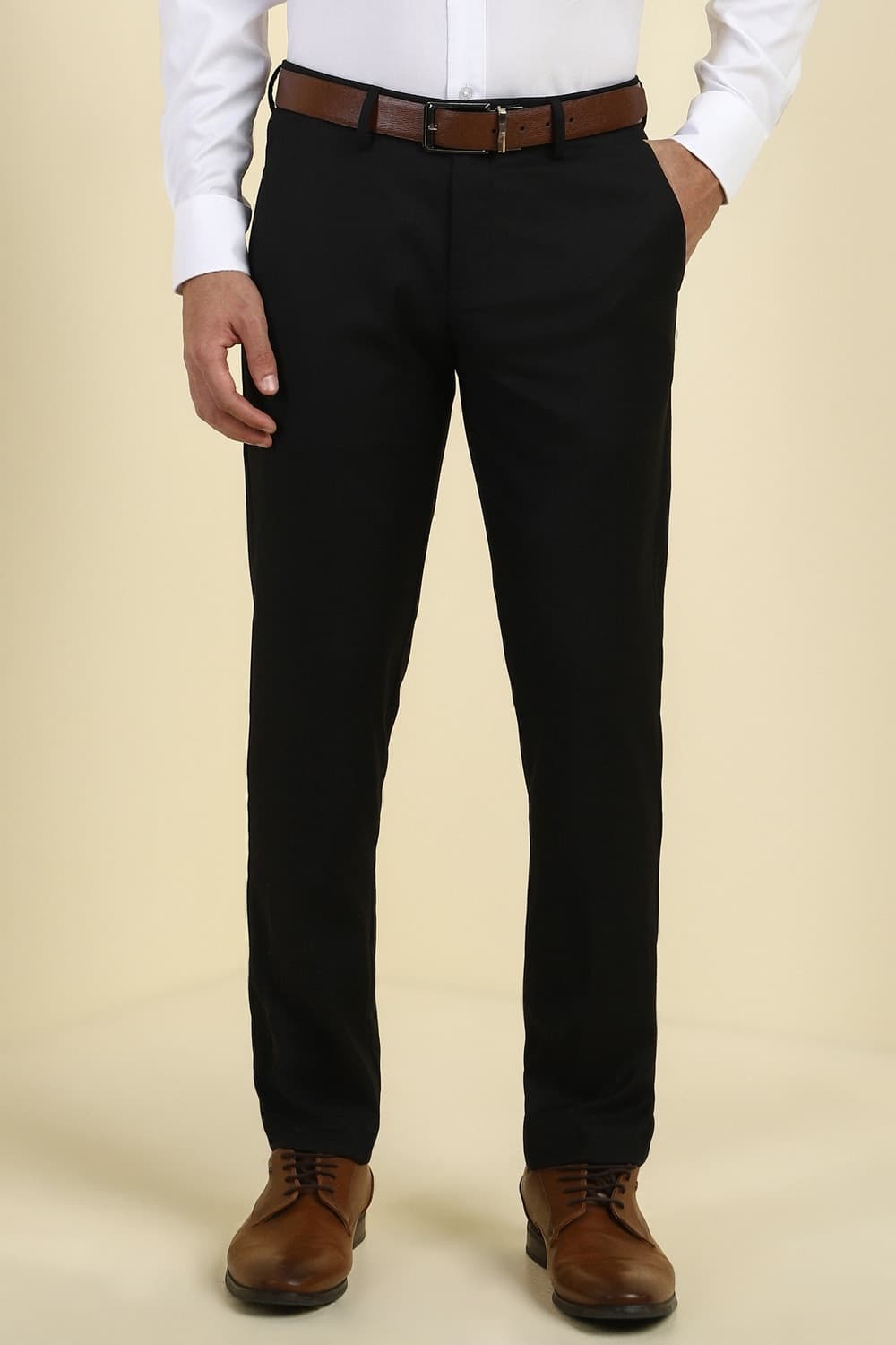 Men Black Solid Formal Trousers