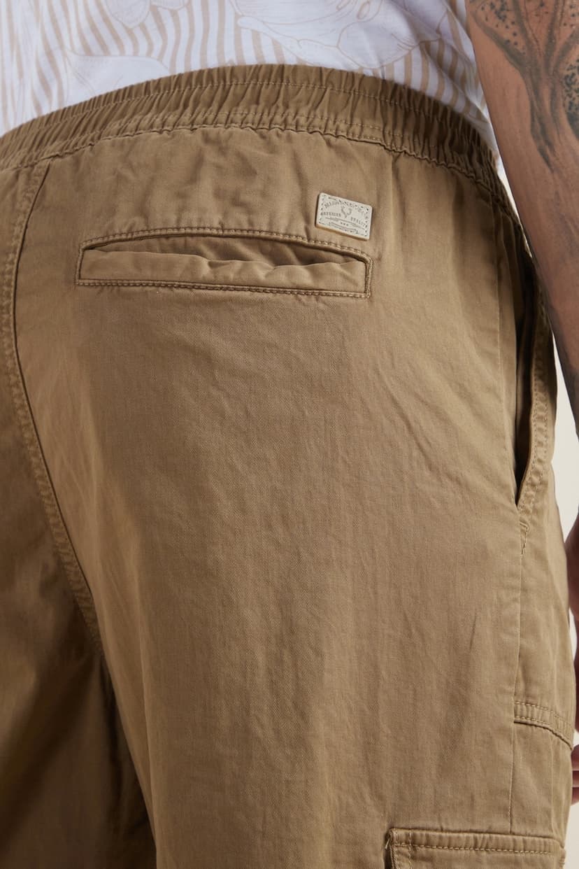 Men Khaki Solid Casual Cargo Pants