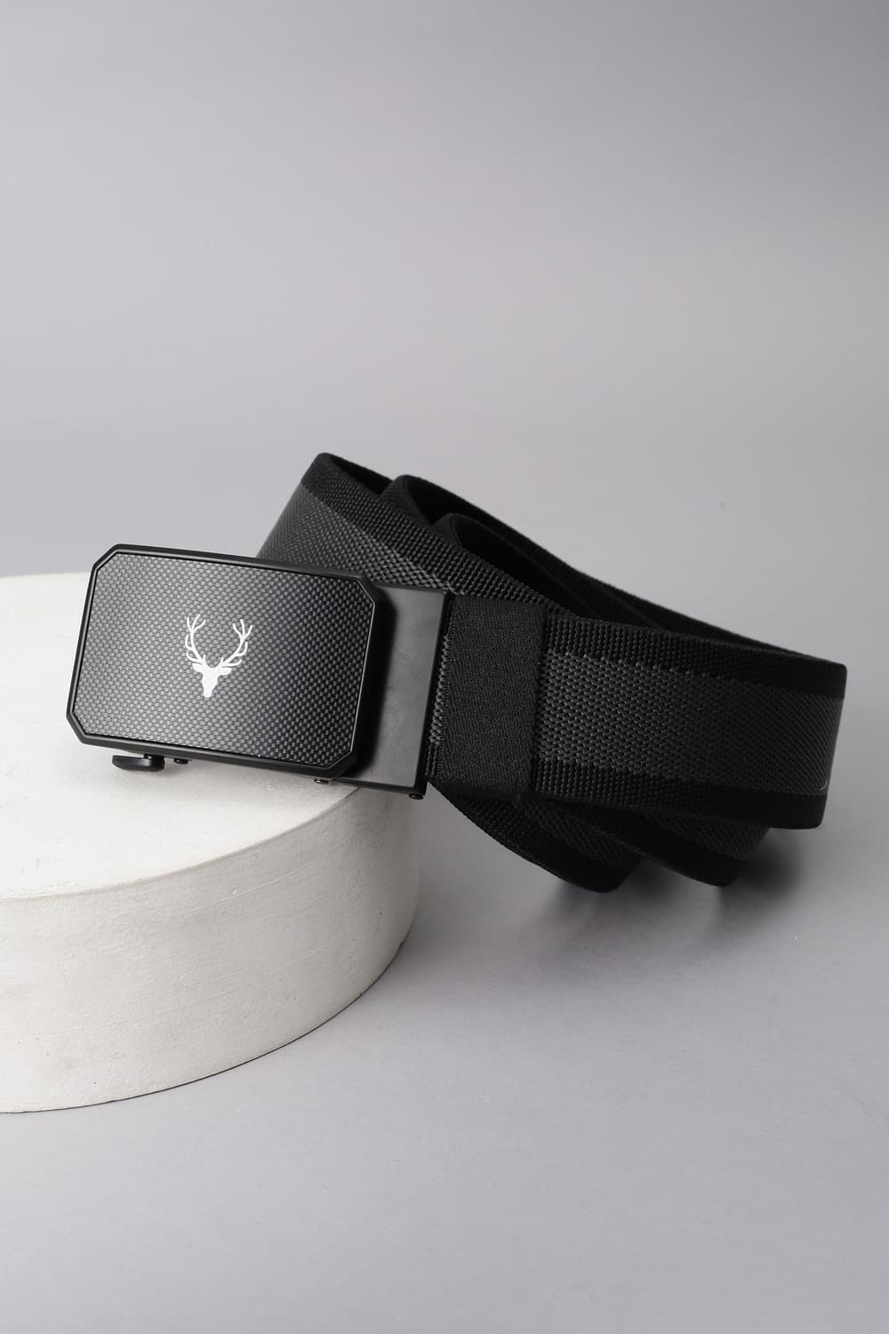 Men Grey Striped Casual Belt | Allen Solly