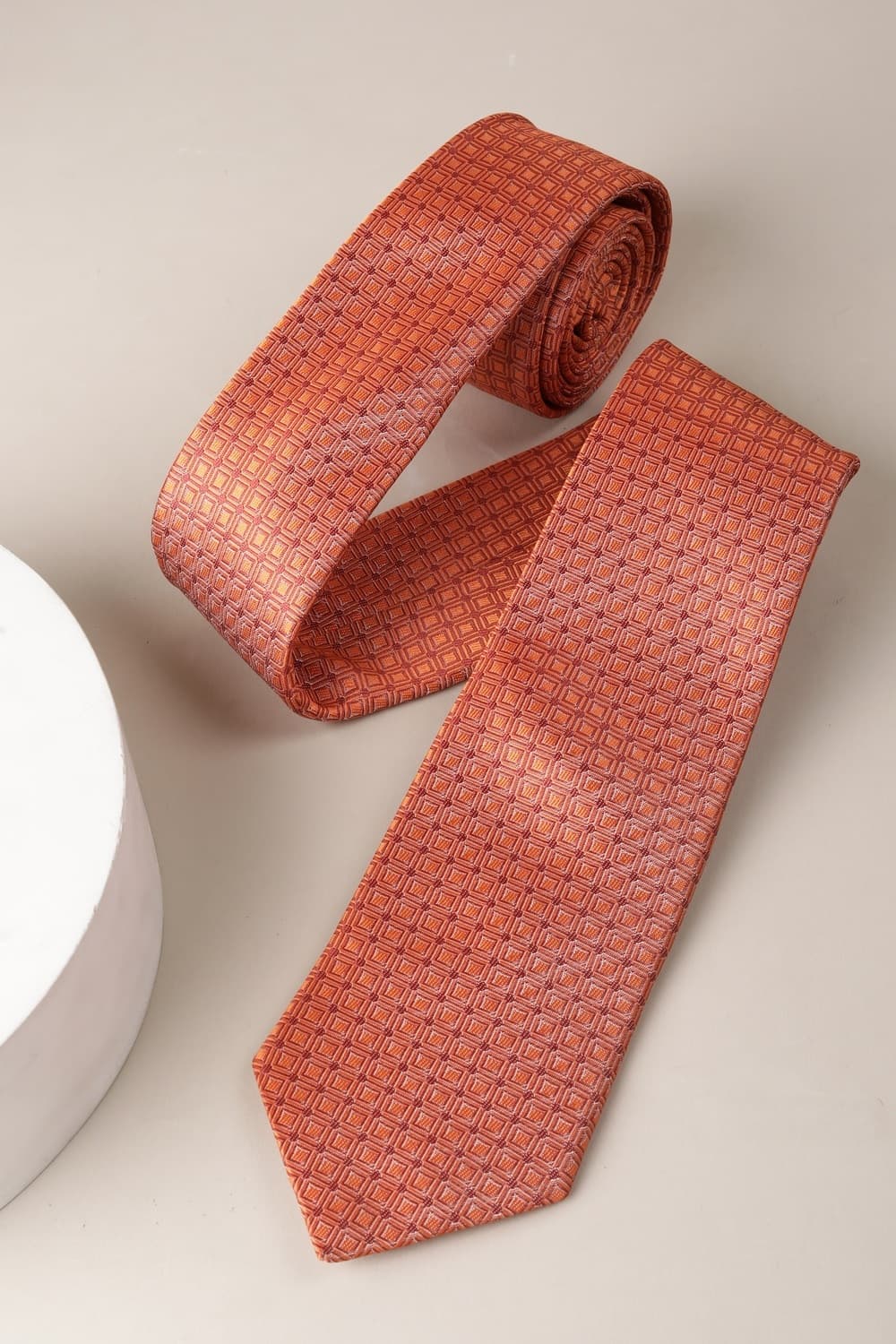 Men Orange Embroidered Formal Tie