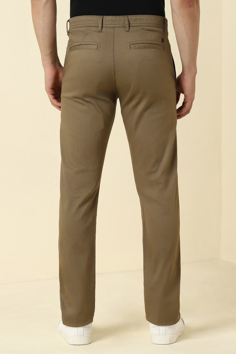 Men Khaki Textured Casual Trousers