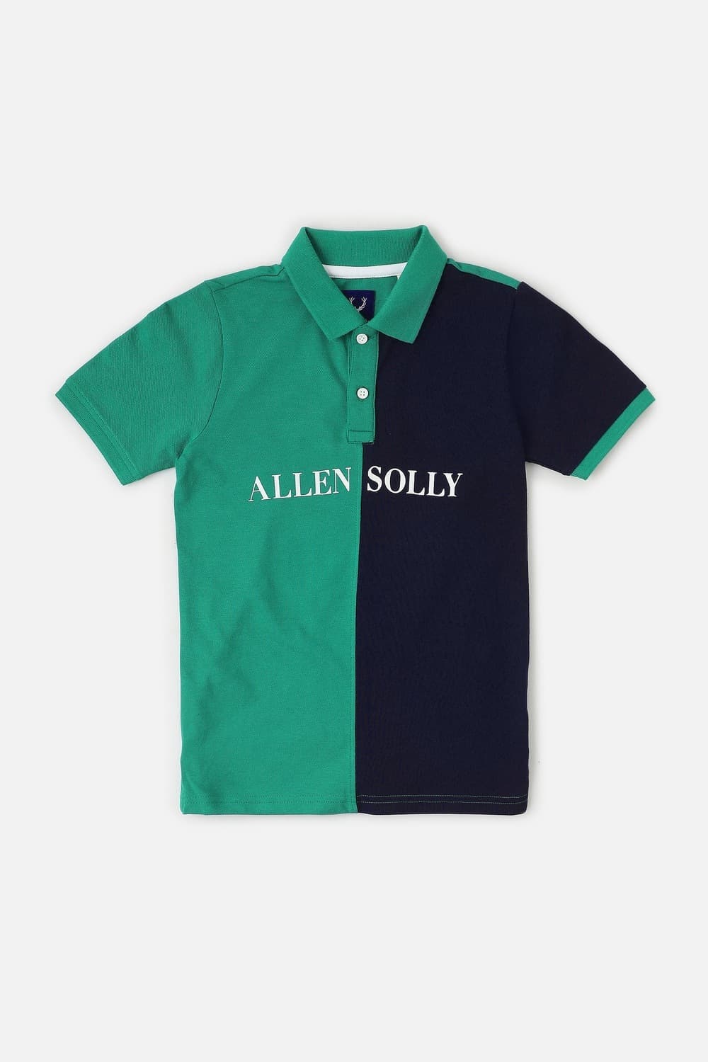 Boys Green Patterned Polo Neck T-shirt