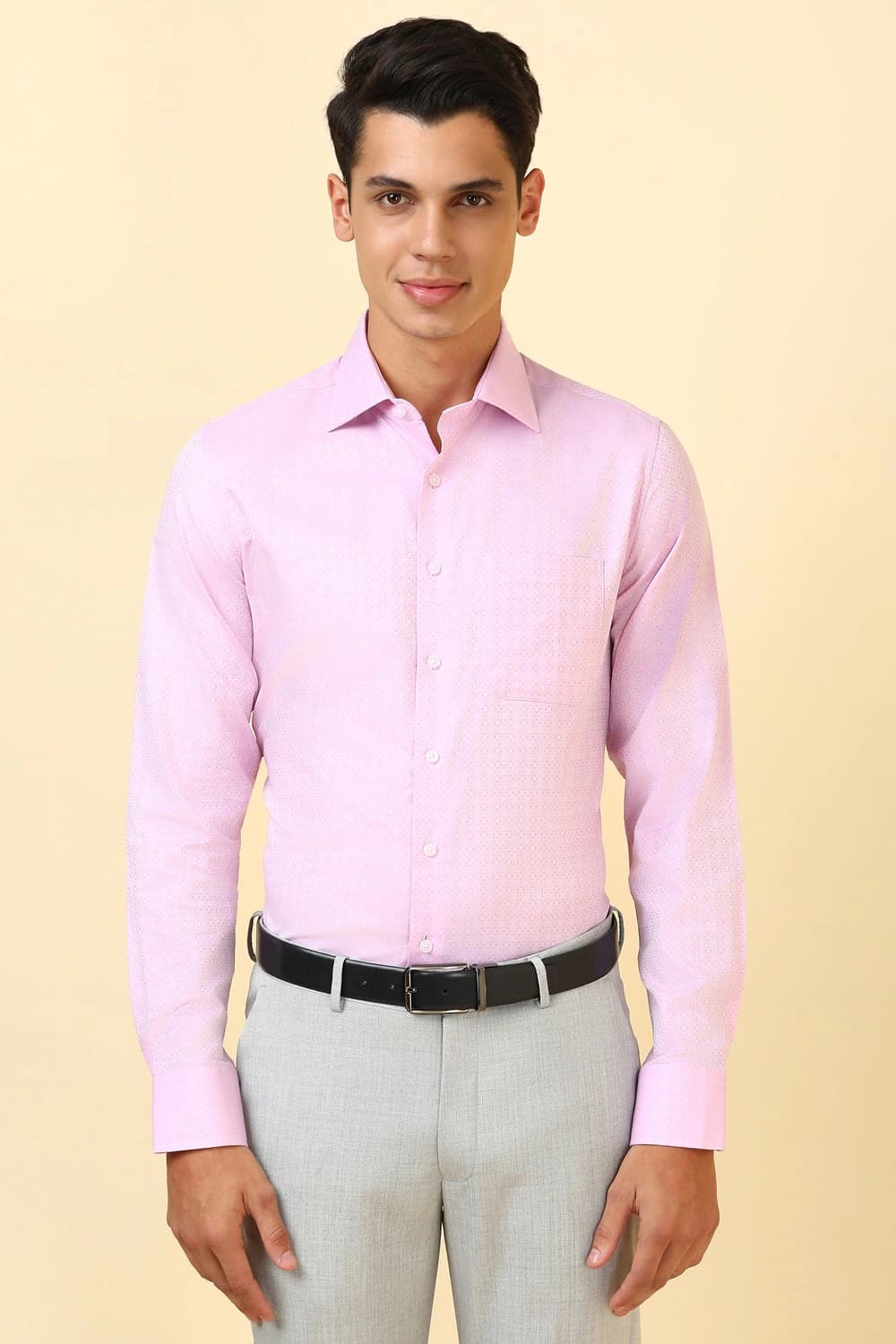 Men Pink Textured Full Sleeves Wrinkle Resistant Formal shirt | Allen Solly