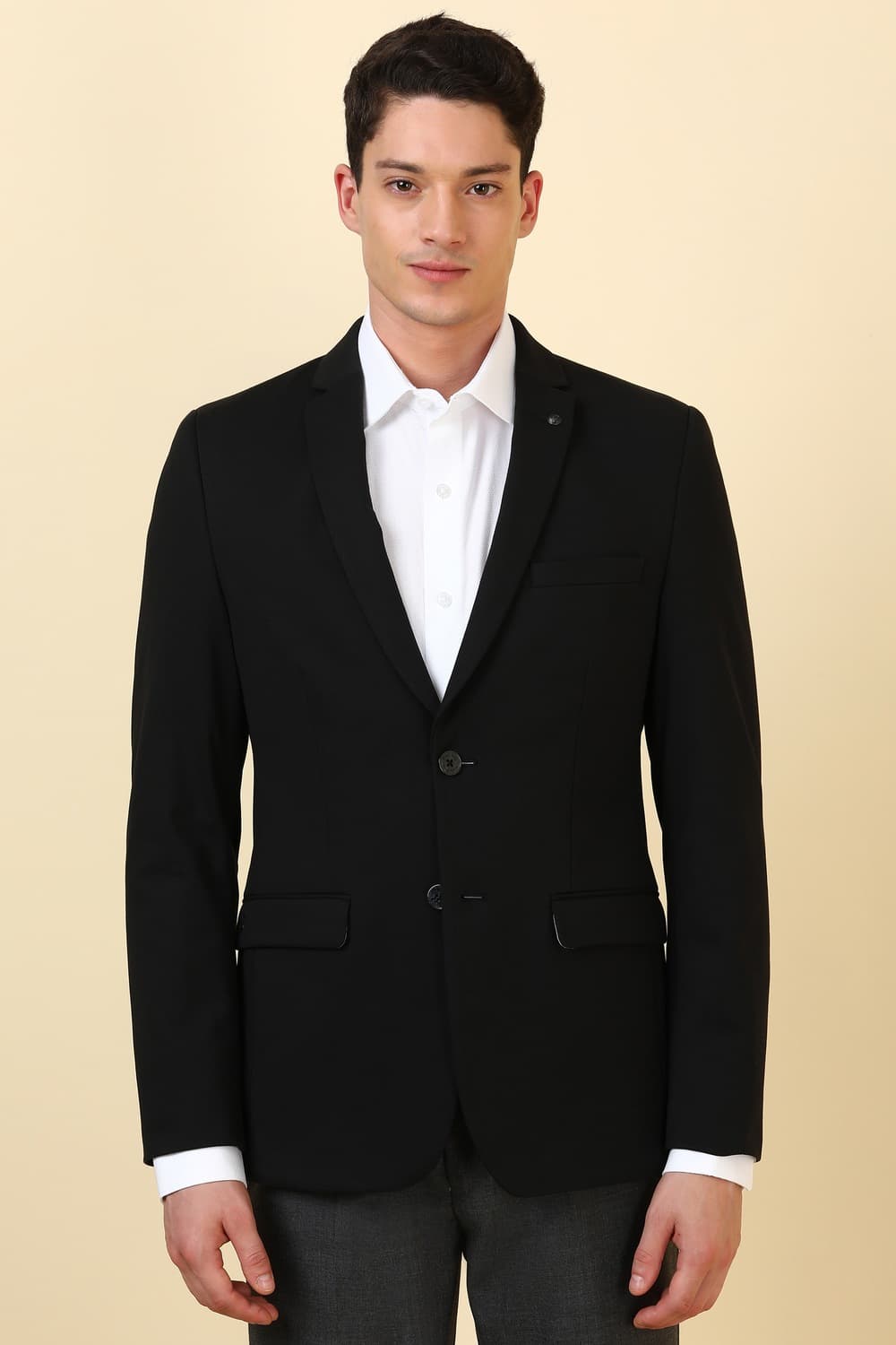 Men Black Solid Formal Blazer | Allen Solly