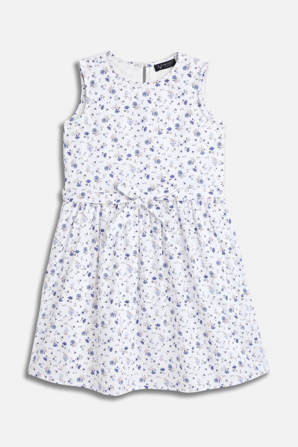 Girls White Print Knee Length Casual Dress | Allen Solly