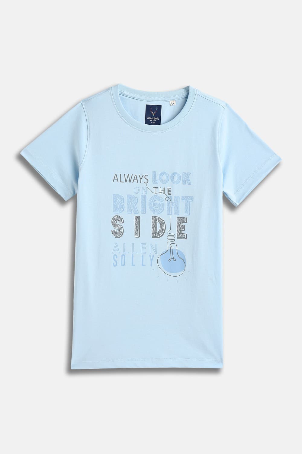 Boys Light Blue Graphic Print Crew Neck T-shirt