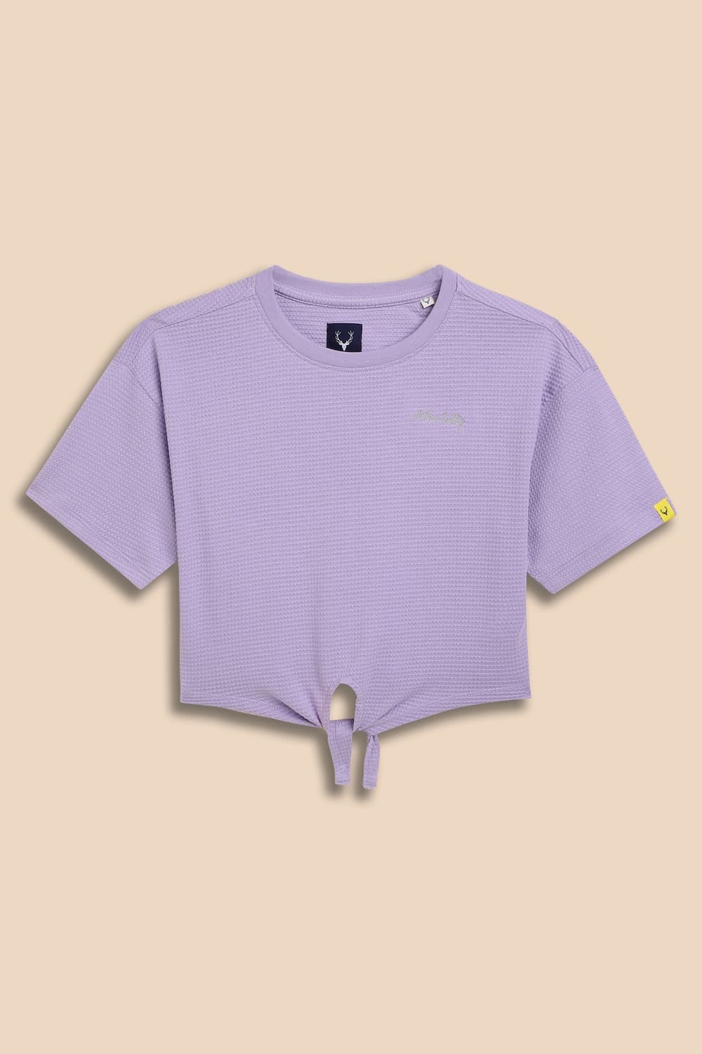 Girls Lilac Textured Casual T-shirt