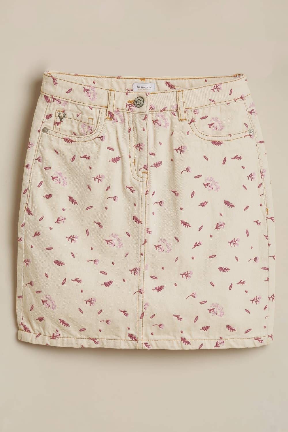 Girls Beige Embroidered Skirt