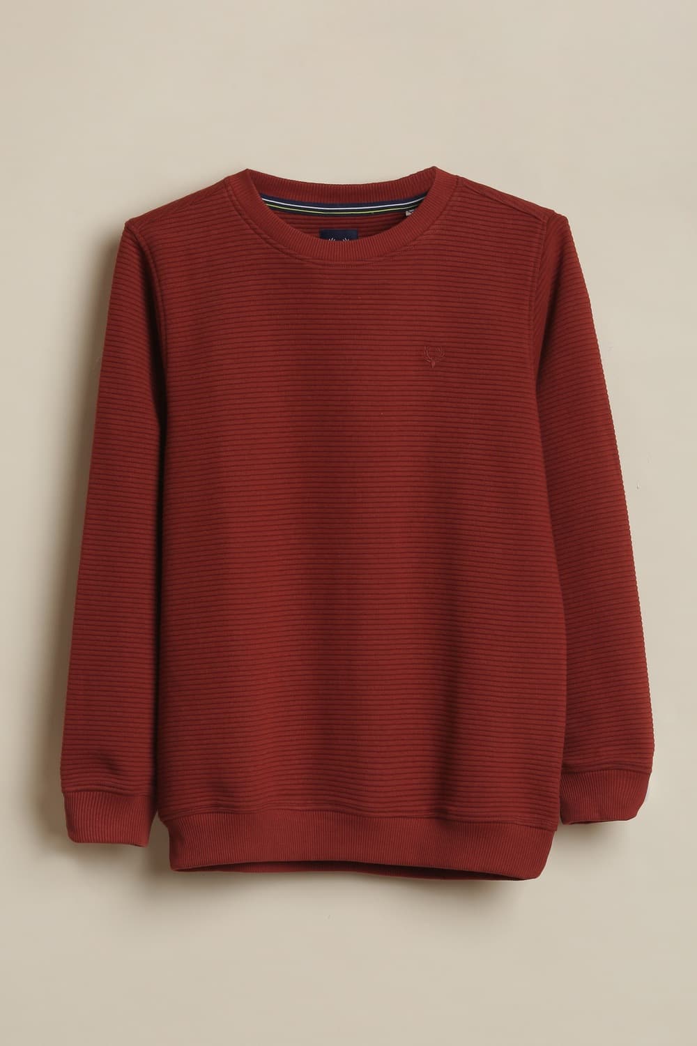 Boys Maroon Textured Sweatshirt