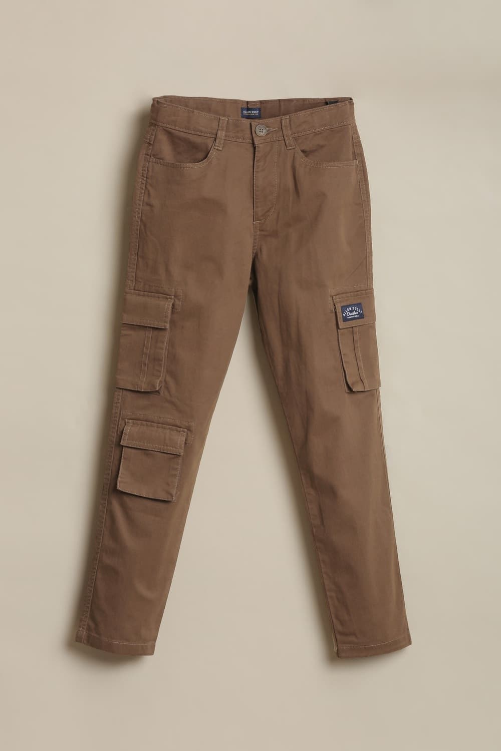 Boys Brown Solid Trousers
