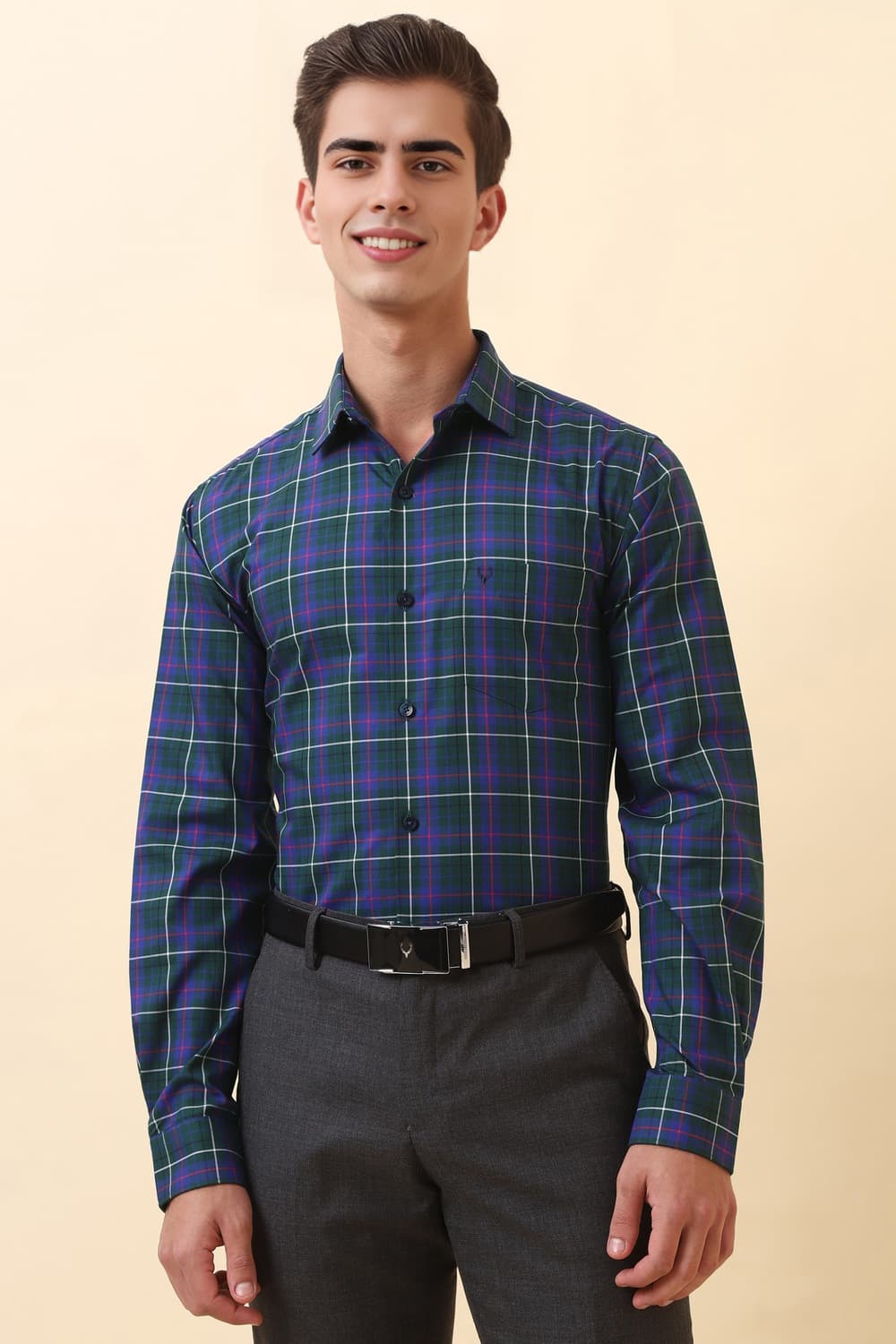 Men Blue Check Full Sleeves Formal Shirt | Allen Solly