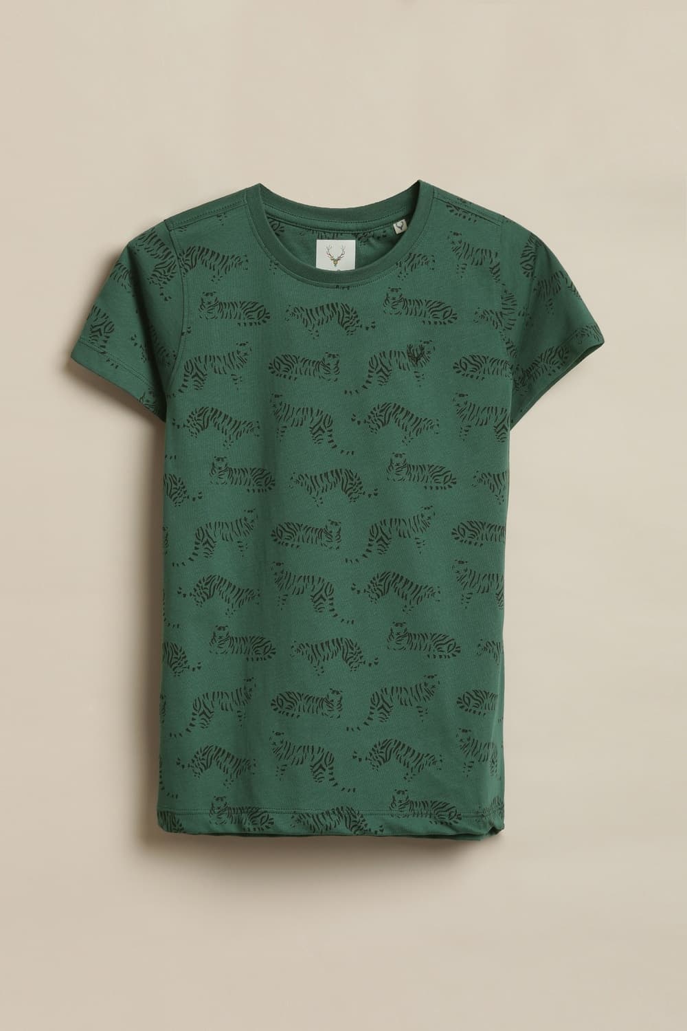 Boys Green Print Crew Neck T-shirt