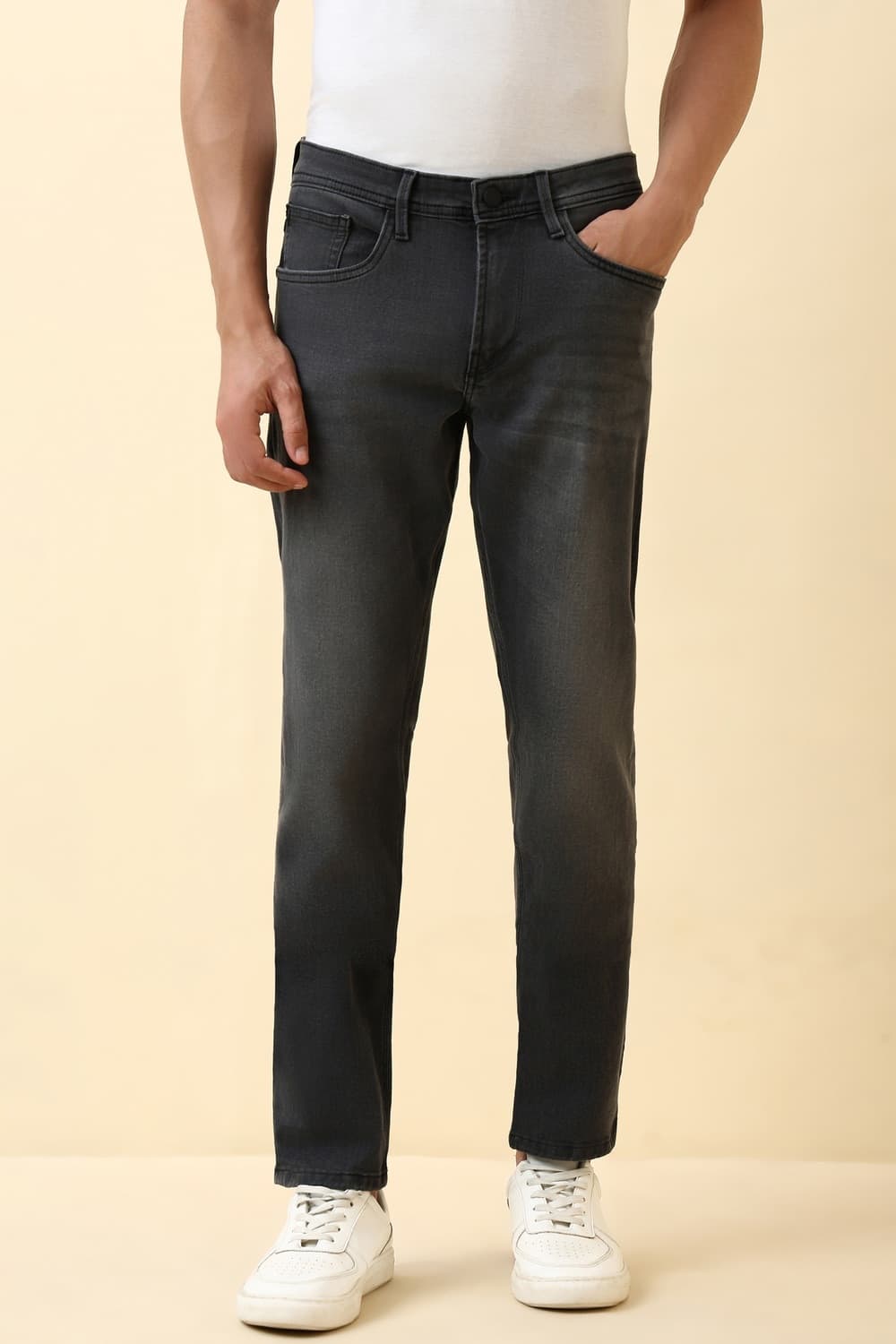 Men Charcoal Dark Wash Jeans