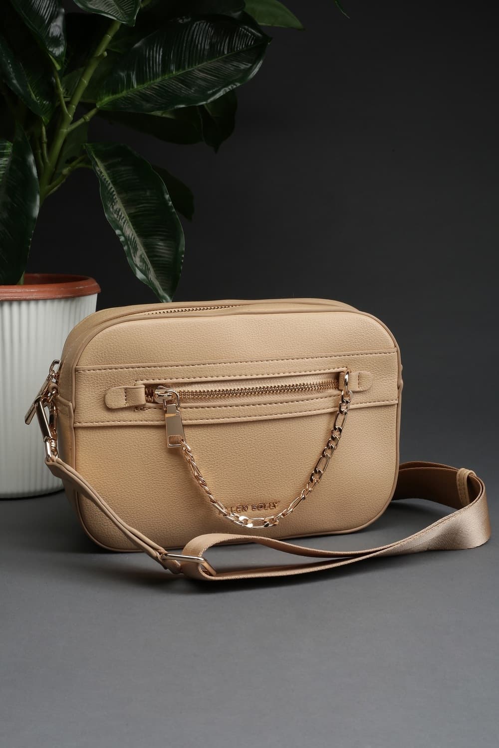 Women Beige Casual Sling Bag