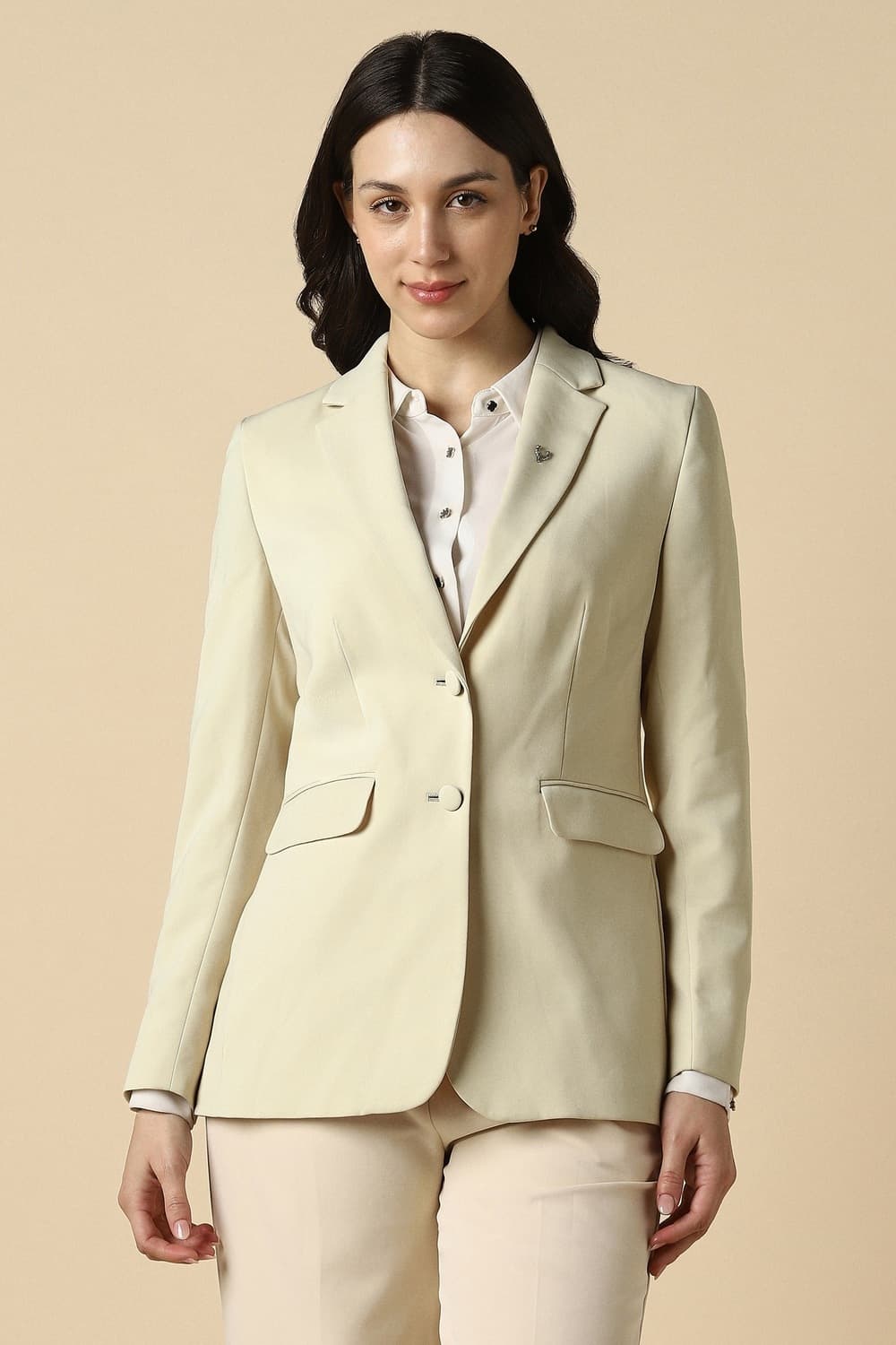 Women Beige Blazer | Allen Solly