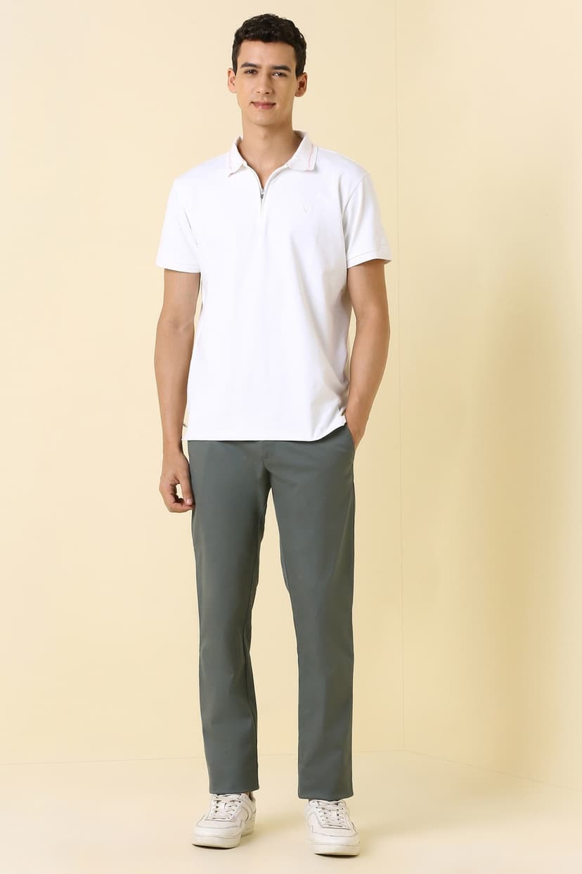 Men Grey Textured Casual Trousers