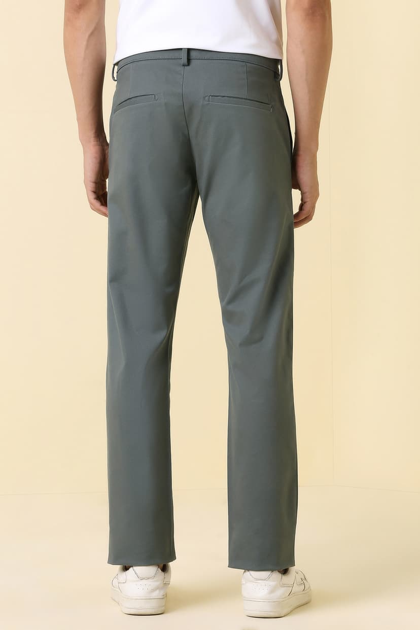 Men Grey Textured Casual Trousers
