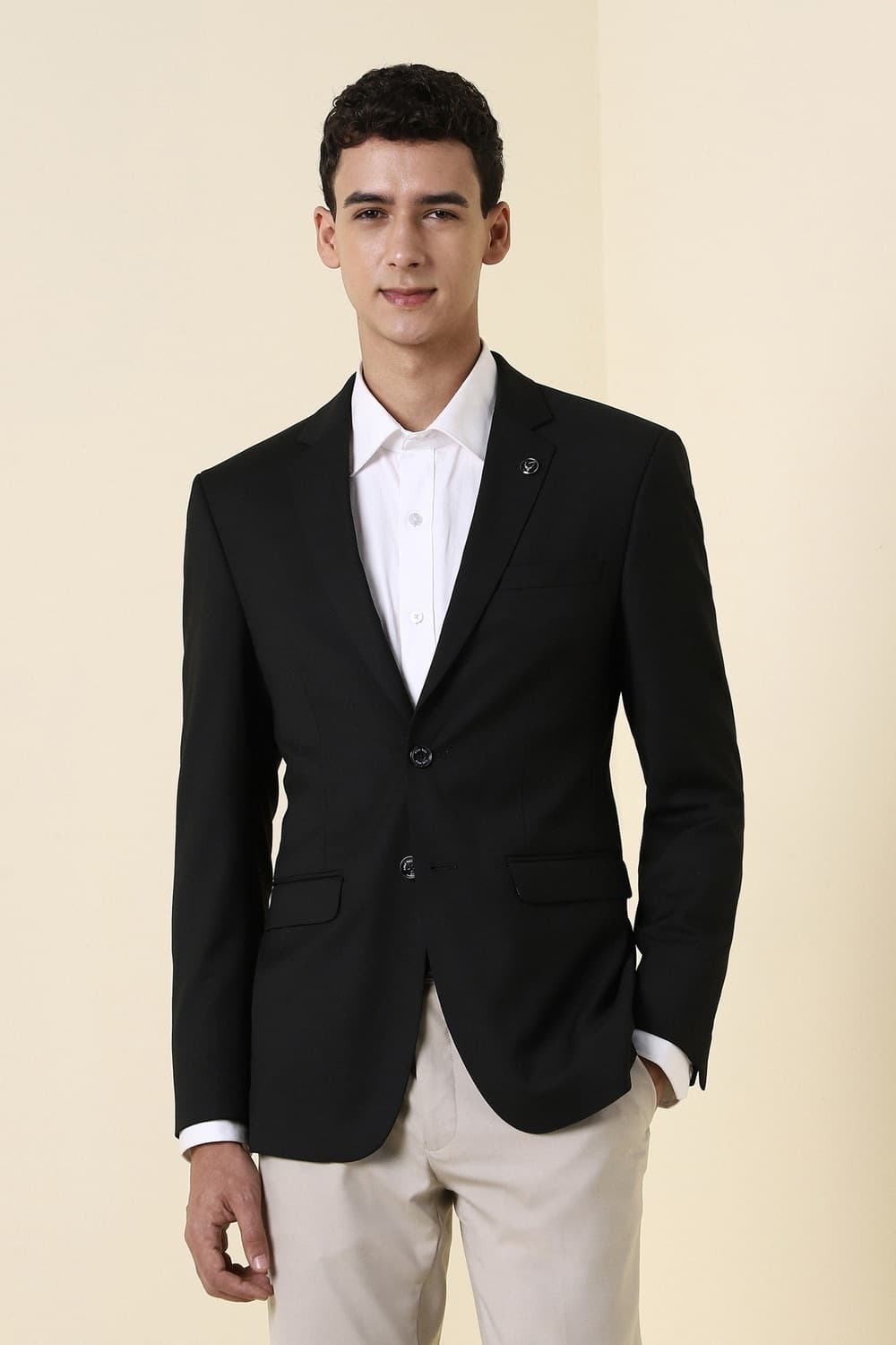 Men Black Textured Formal Blazer | Allen Solly