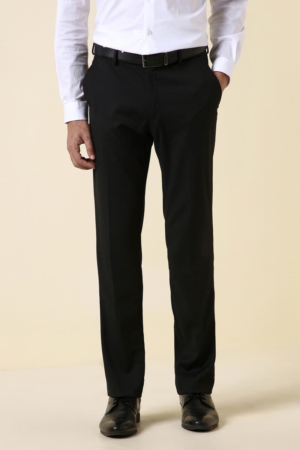 Men Black Textured Formal Trousers | Allen Solly