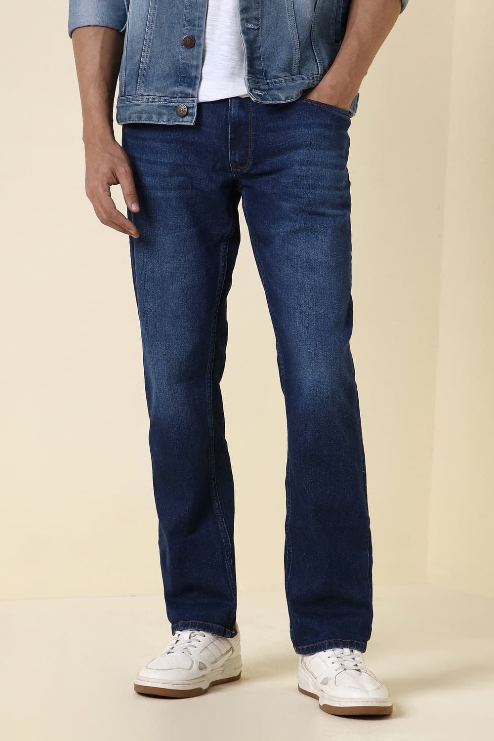Men Navy Dark Wash Jeans
