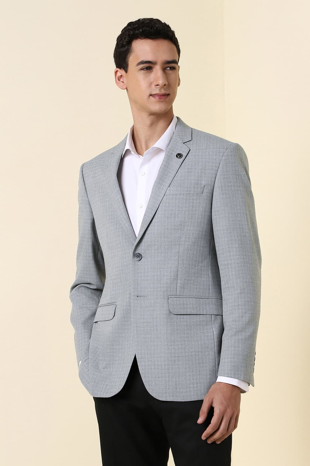 Men Grey Check Formal Blazer