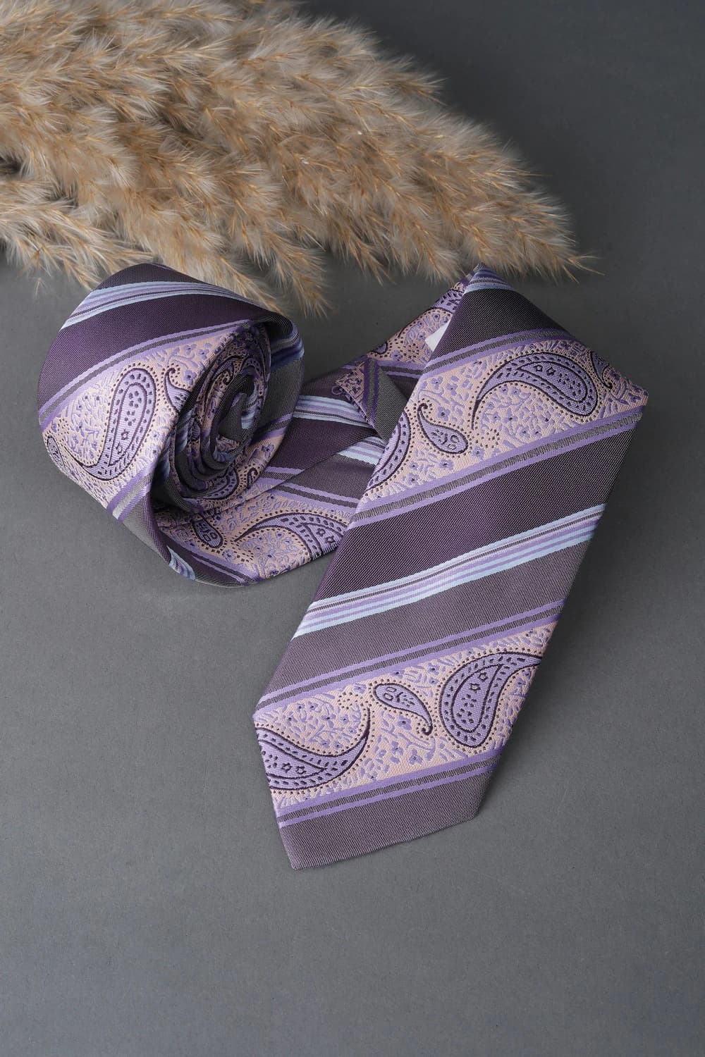 Men Purple Embroidered Casual Tie | Allen Solly