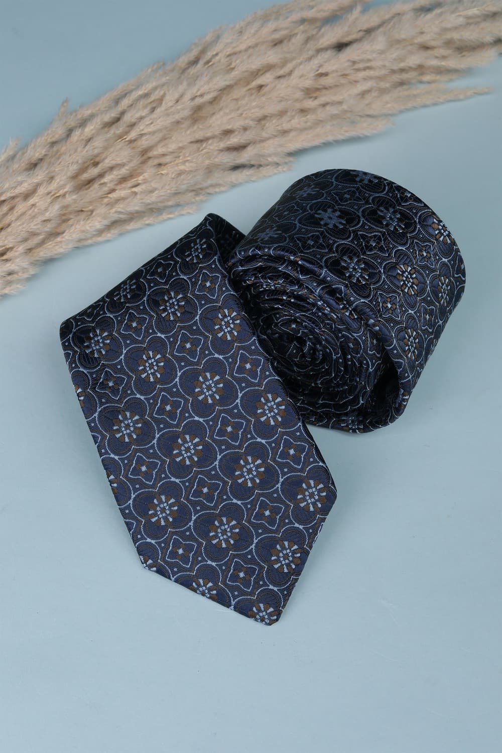 Men Navy Embroidered Casual Tie