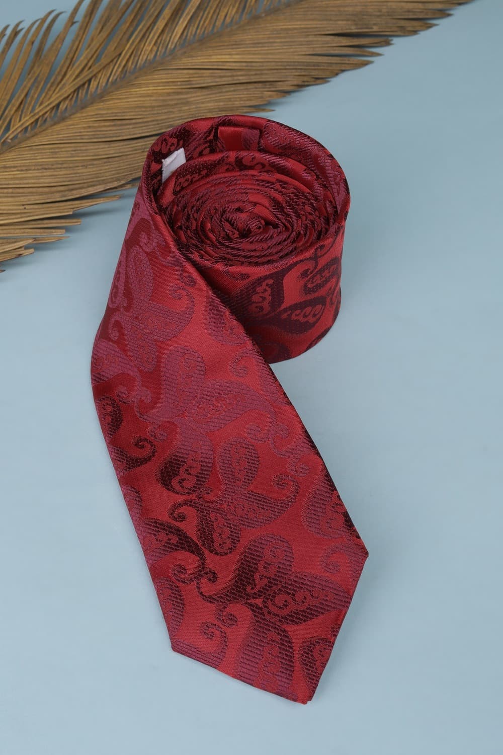 Men Red Embroidered Casual Tie