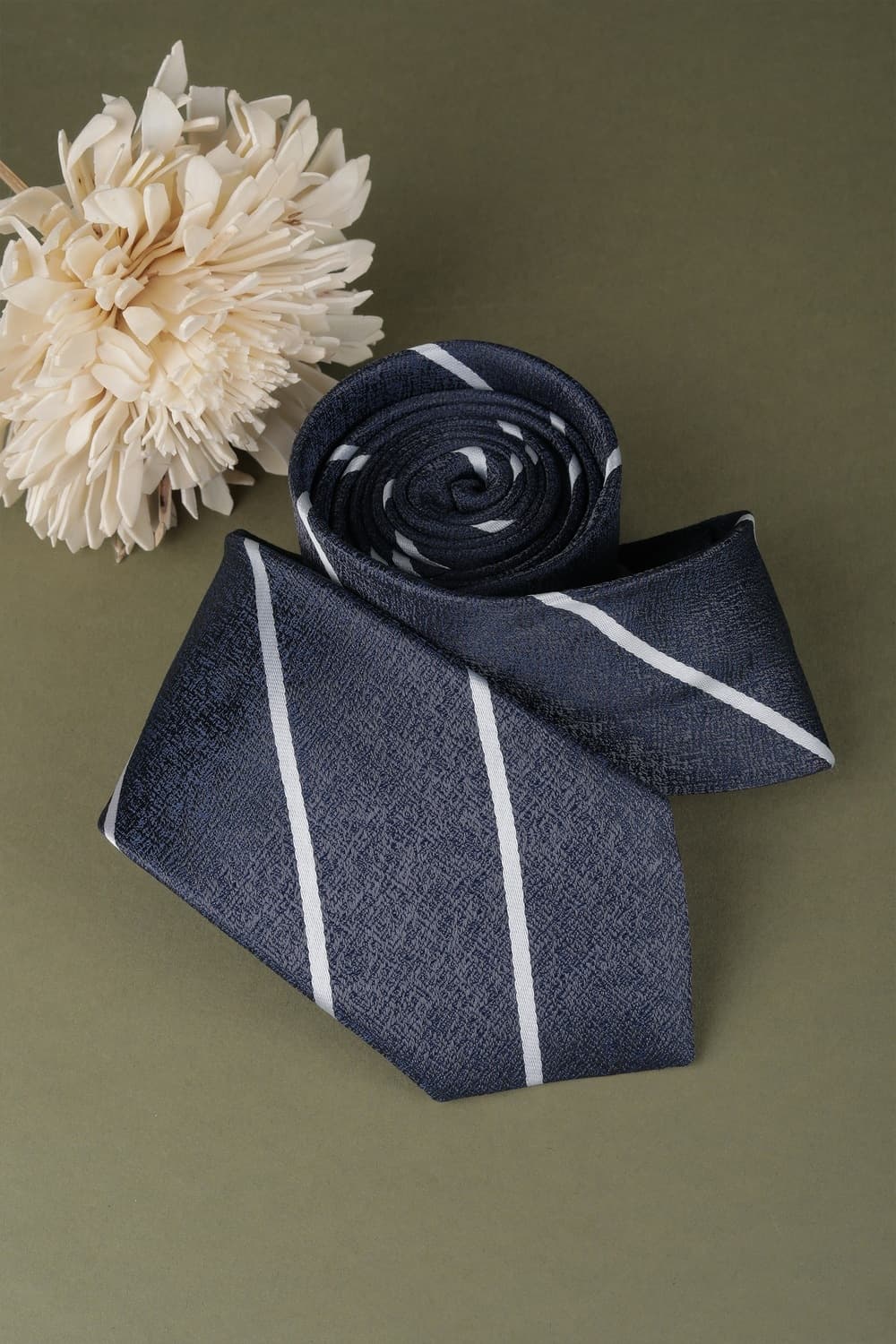 Men Navy Stripe Casual Tie