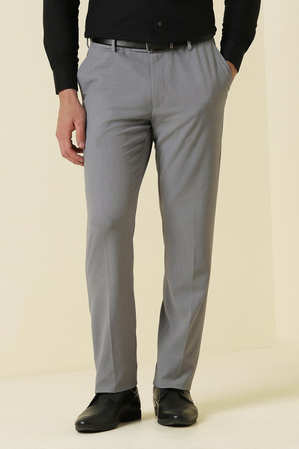 Men Grey Solid Formal Trousers | Allen Solly Men Grey Solid Formal Trousers | Allen Solly