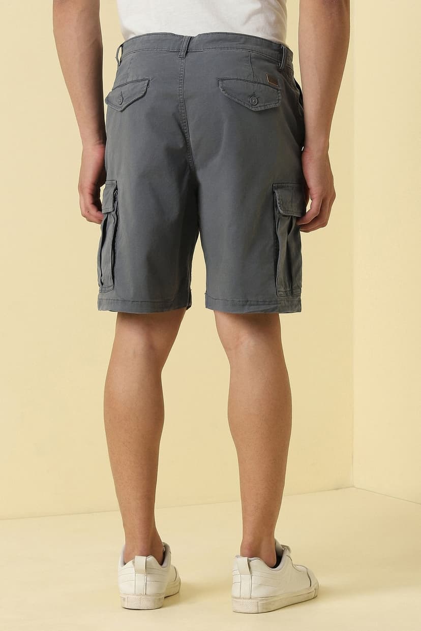 Men Grey Solid Shorts