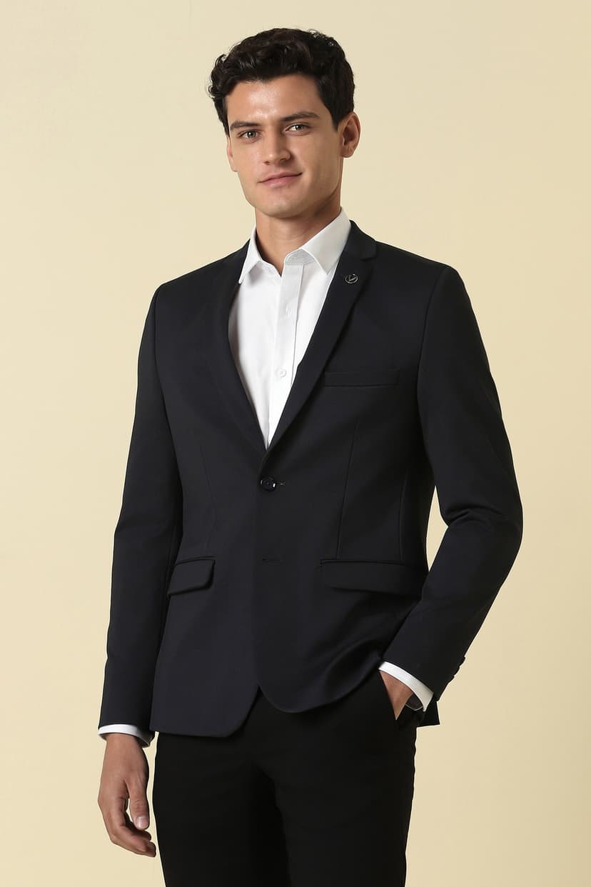 Men Black Textured Formal Blazer