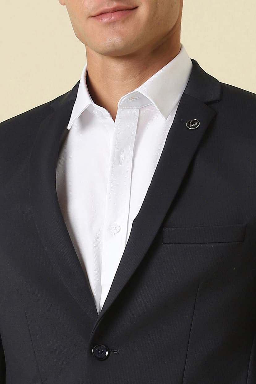 Men Black Textured Formal Blazer