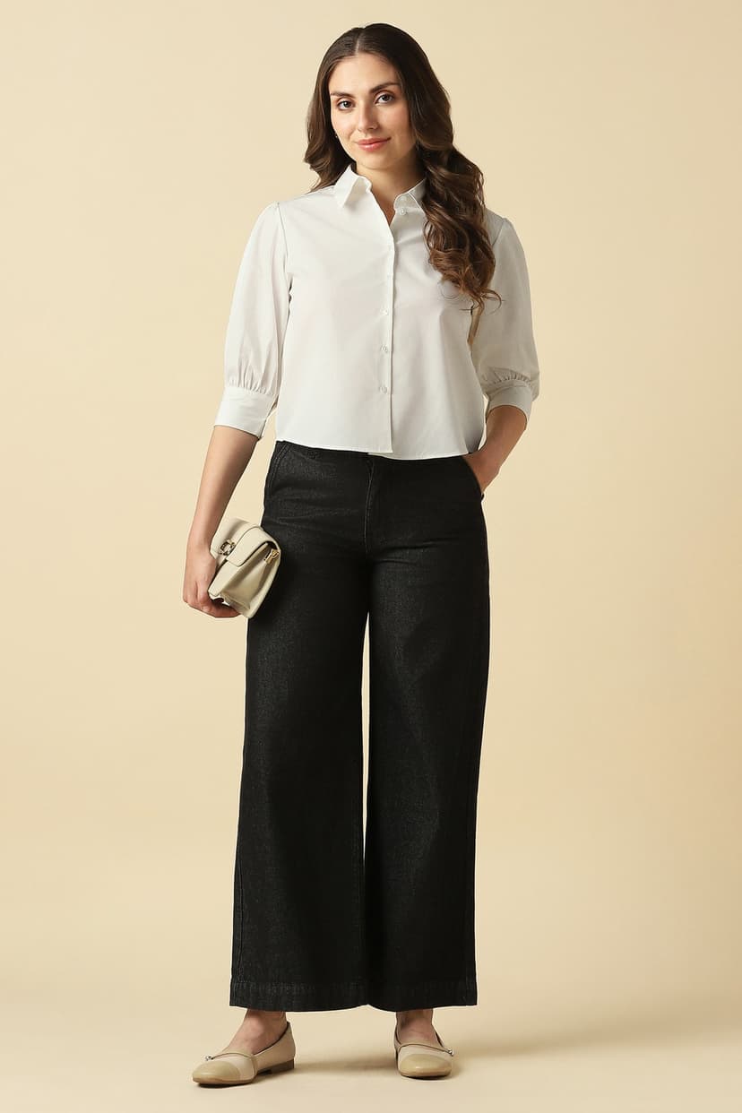 Women White Solid Shirt