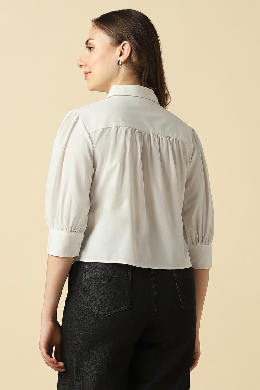 Women White Solid Shirt