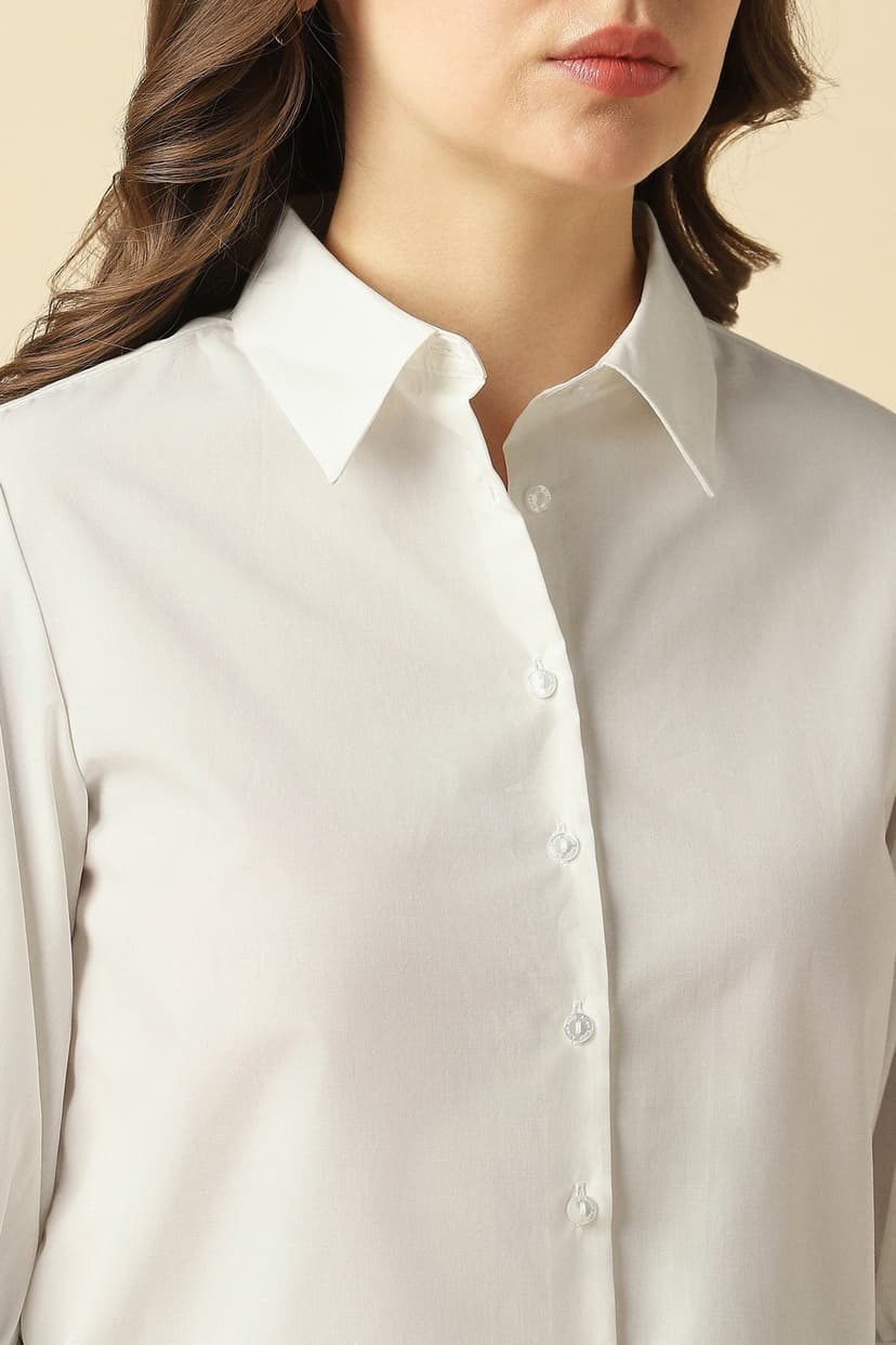 Women White Solid Shirt
