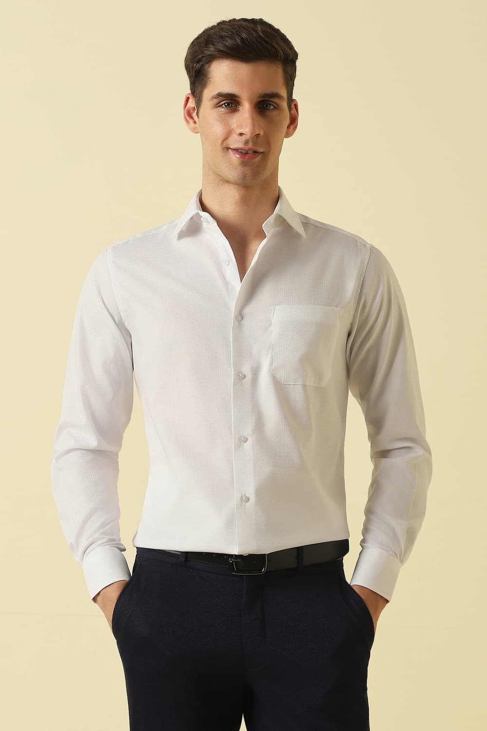 Men White Textured Full Sleeves Formal Shirt | Allen Solly