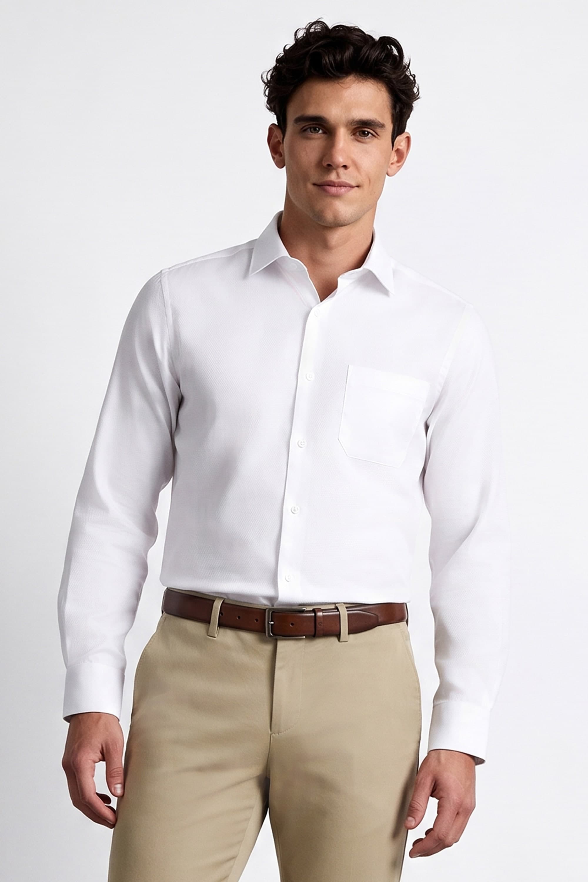 Men White Textured Full Sleeves Formal Shirt | Allen Solly
