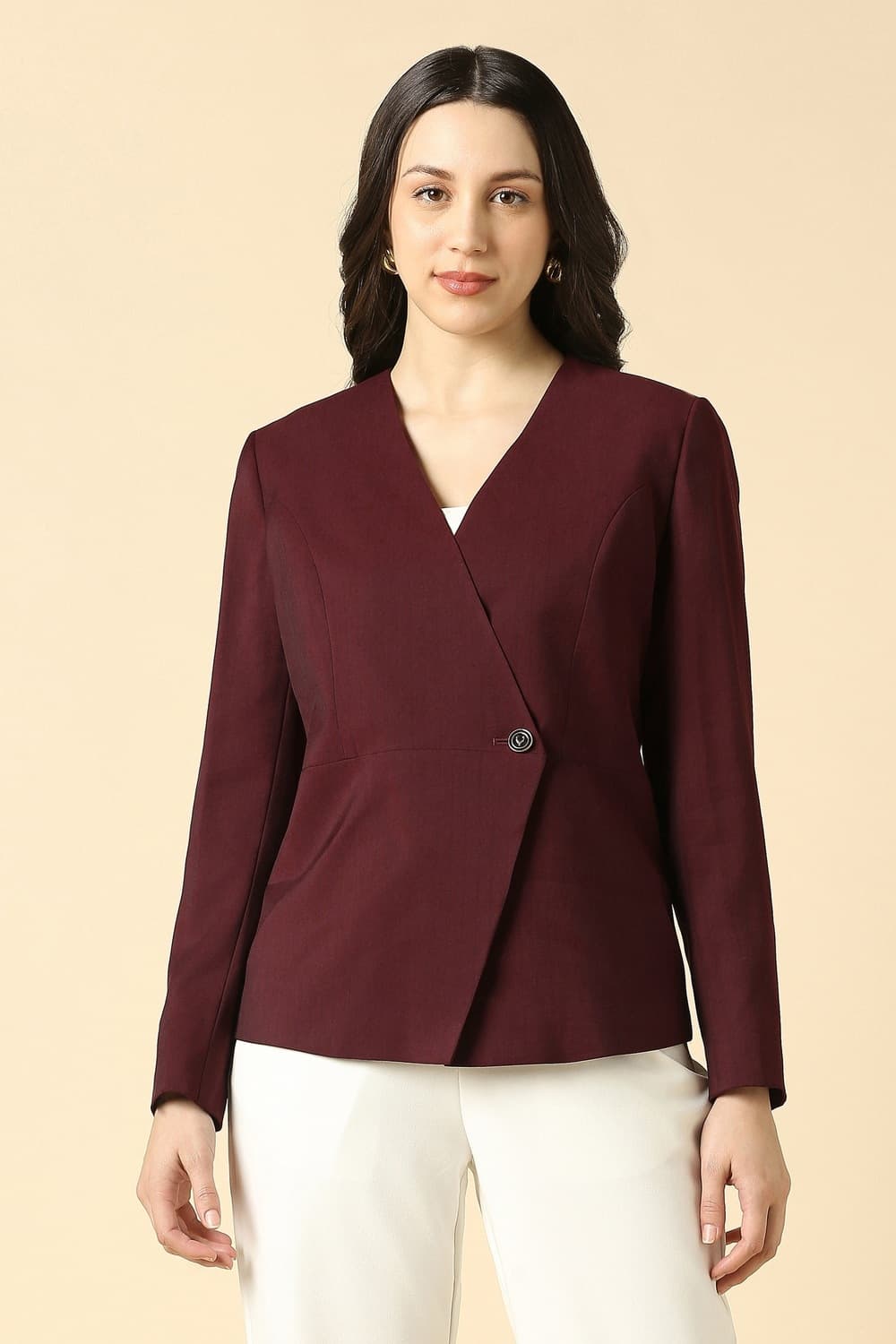 Women Maroon Blazer | Allen Solly Women Maroon Blazer | Allen Solly