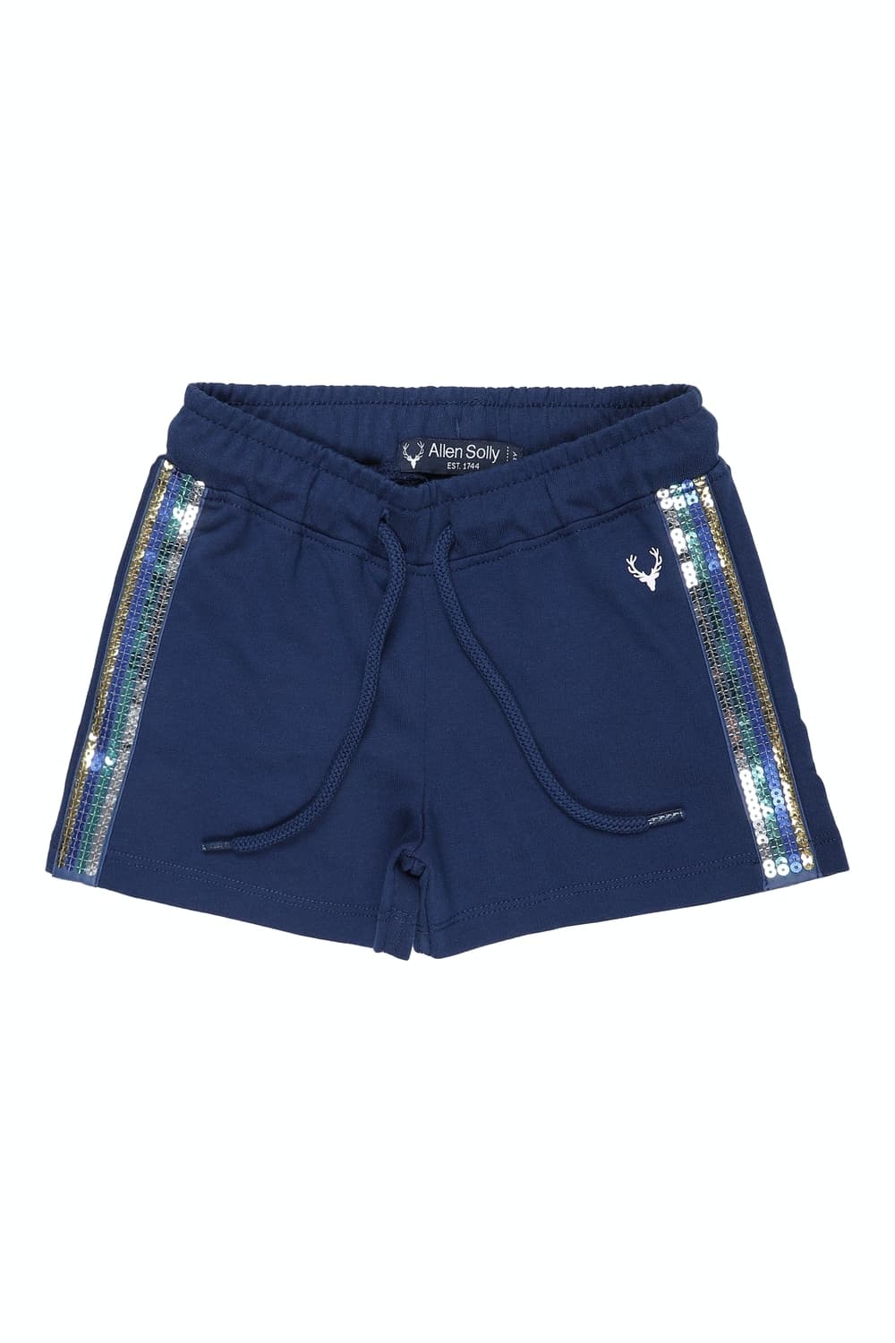 Girls Navy Solid Contemporary Fit Shorts