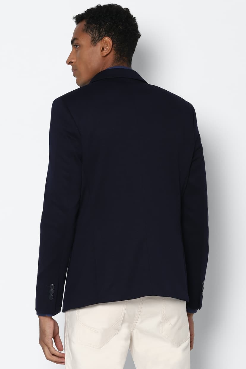 Men Navy Super Slim Fit Solid Formal Blazer