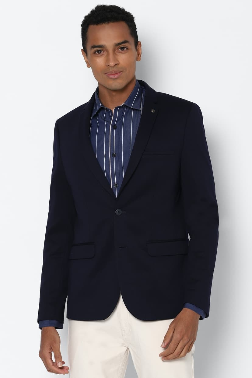 Men Navy Super Slim Fit Solid Formal Blazer