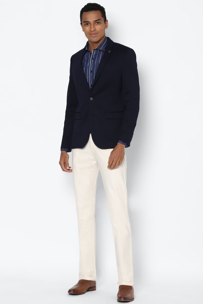 Men Navy Super Slim Fit Solid Formal Blazer