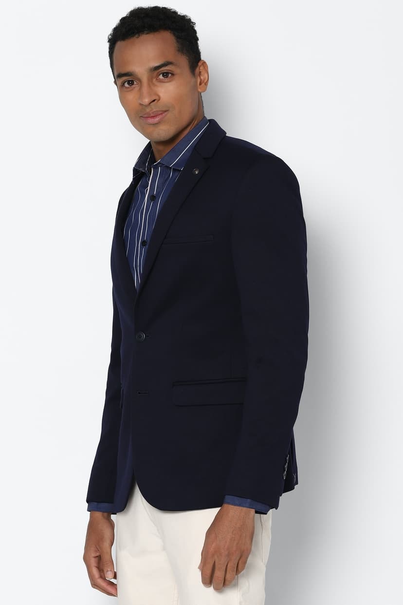 Men Navy Super Slim Fit Solid Formal Blazer
