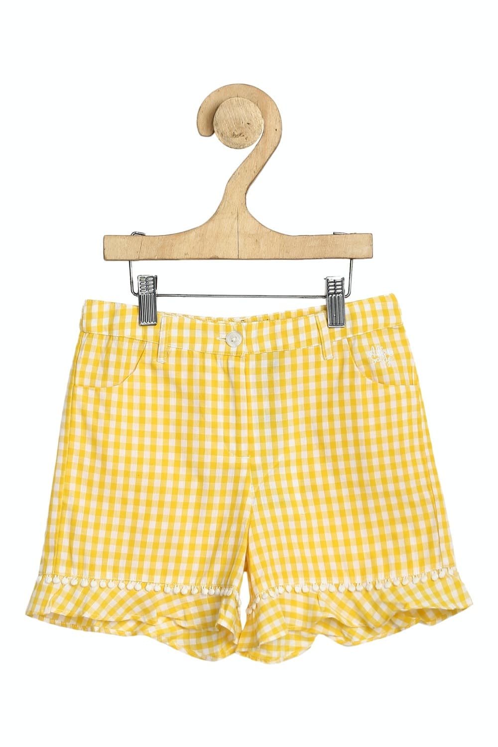 Girls Yellow Check Contemporary Fit Shorts